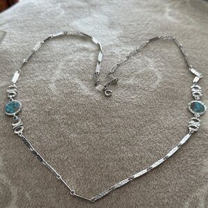 Sarah Coventry Silver Necklace with Turquoise Accents